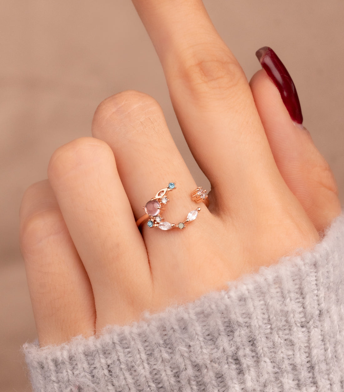 Anillo Luna Circones Oro Rosa Ref: A1182