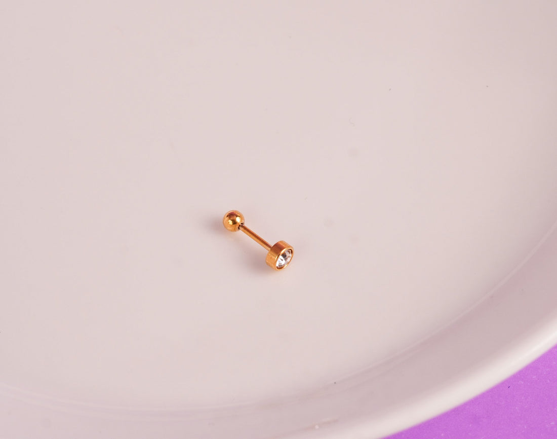Piercing Circón Blanco Dorado  Ref: H188