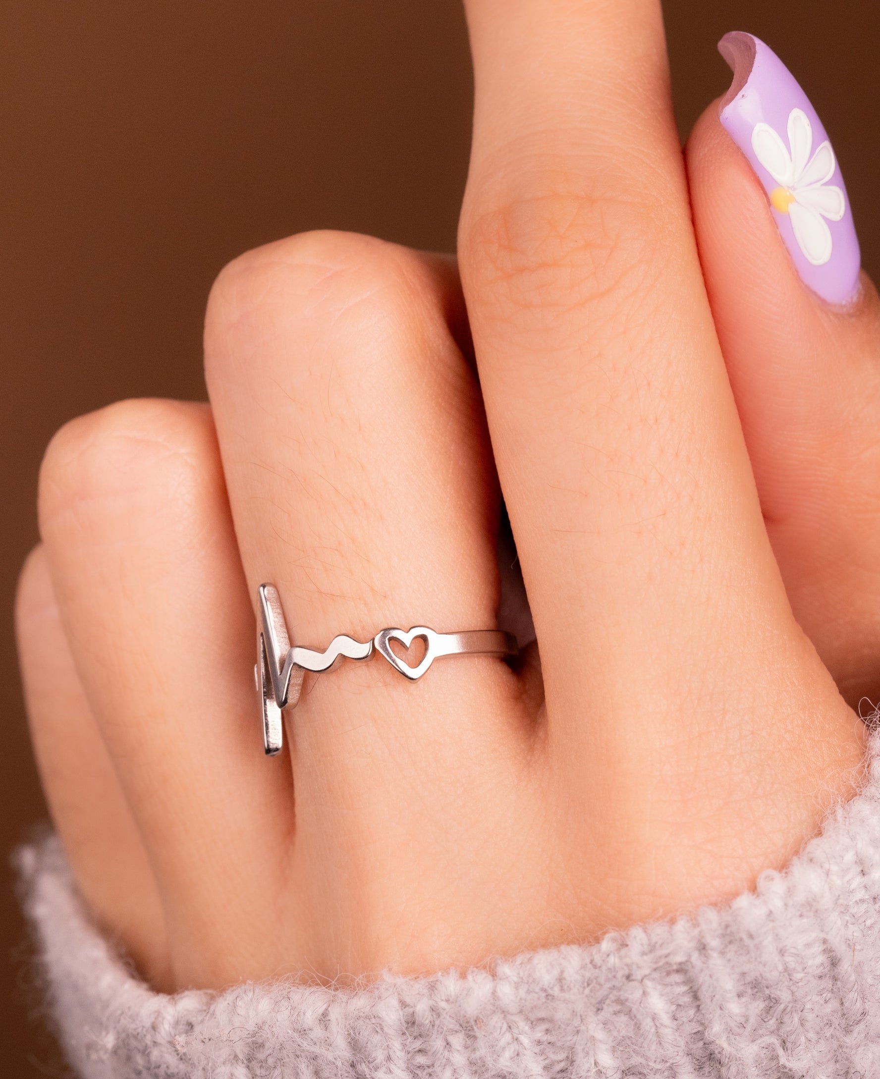 Anillo Electro Corazón Plateado Ref: A2420