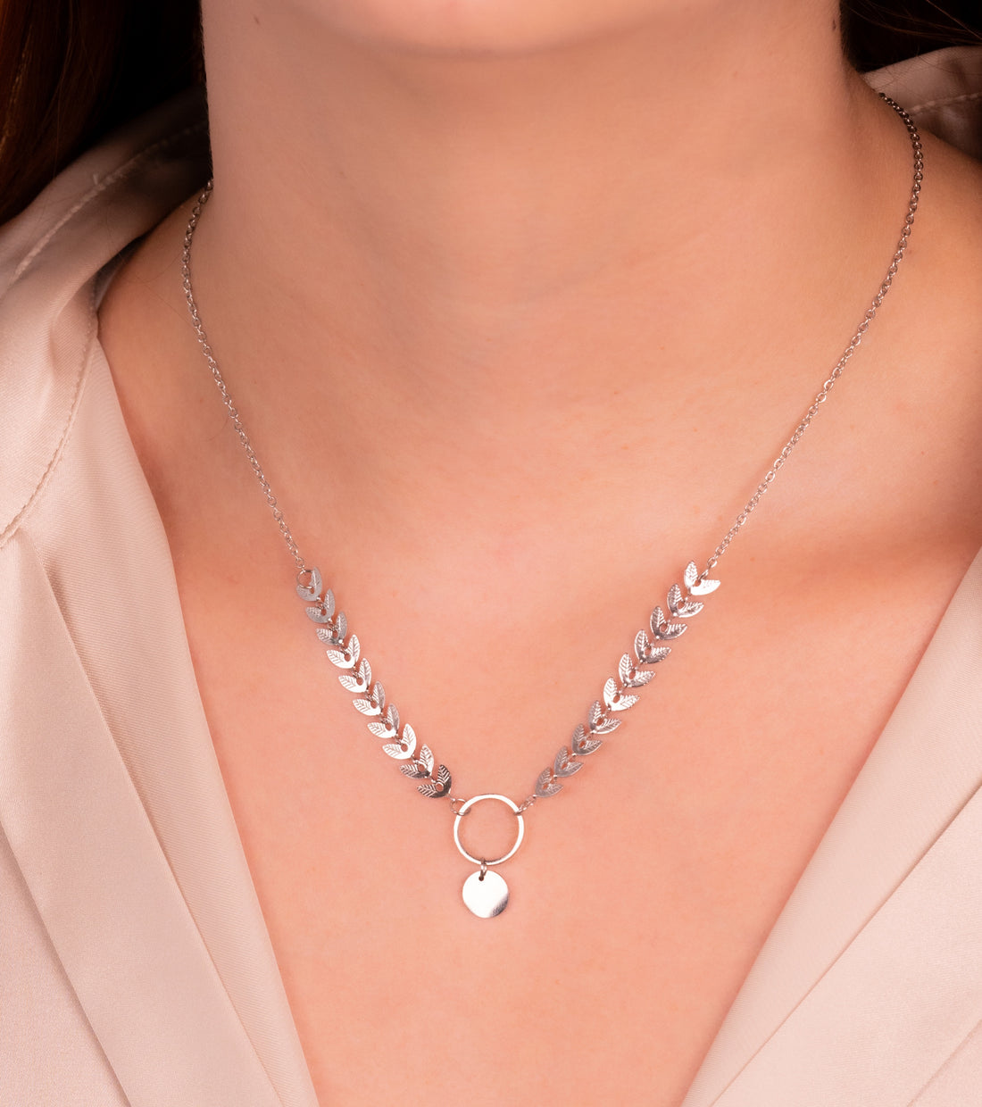 Cadena Espigas Círculo Plateada Ref: C423