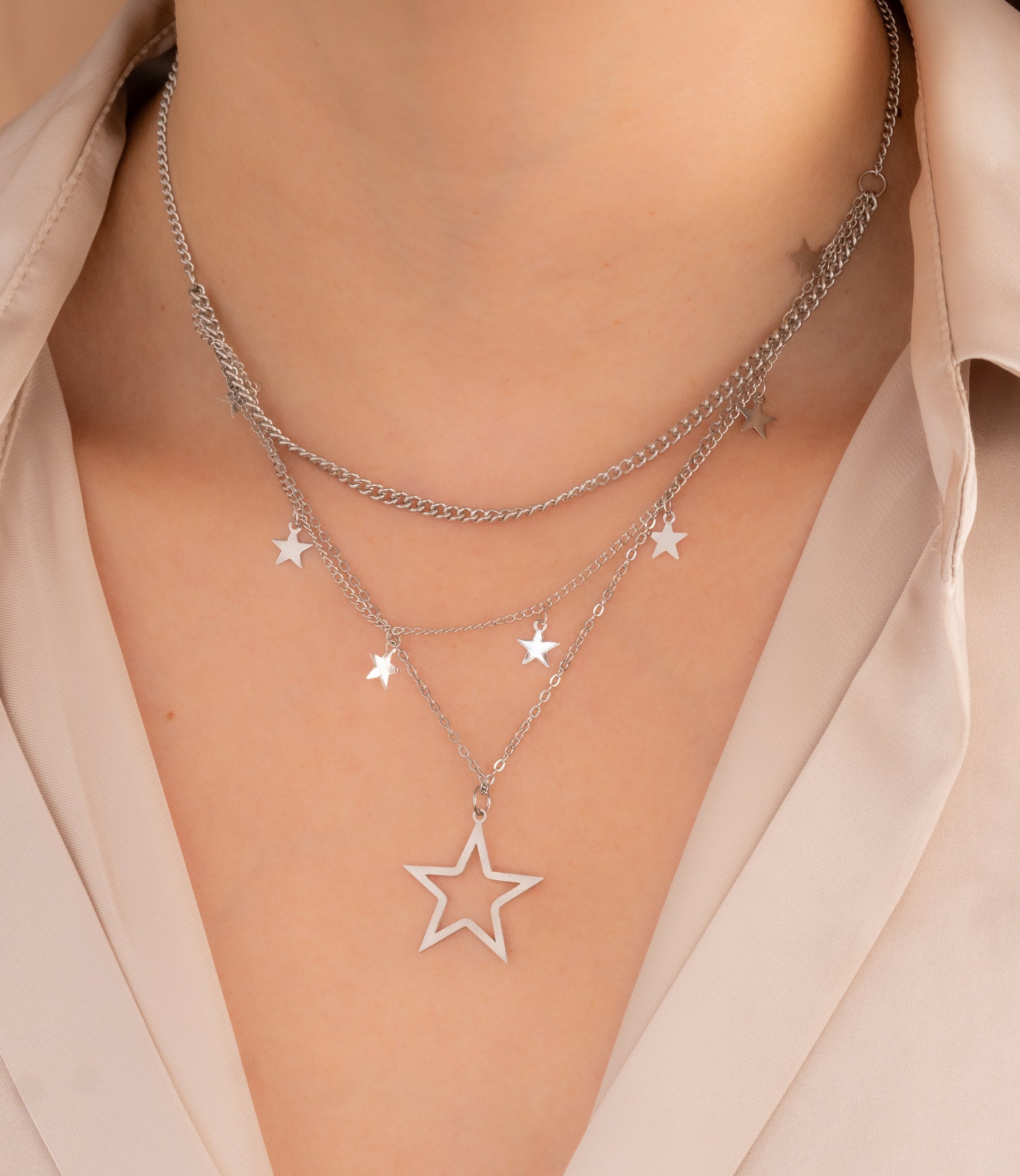 Juego Triple Estrellas Plateado Ref:G527