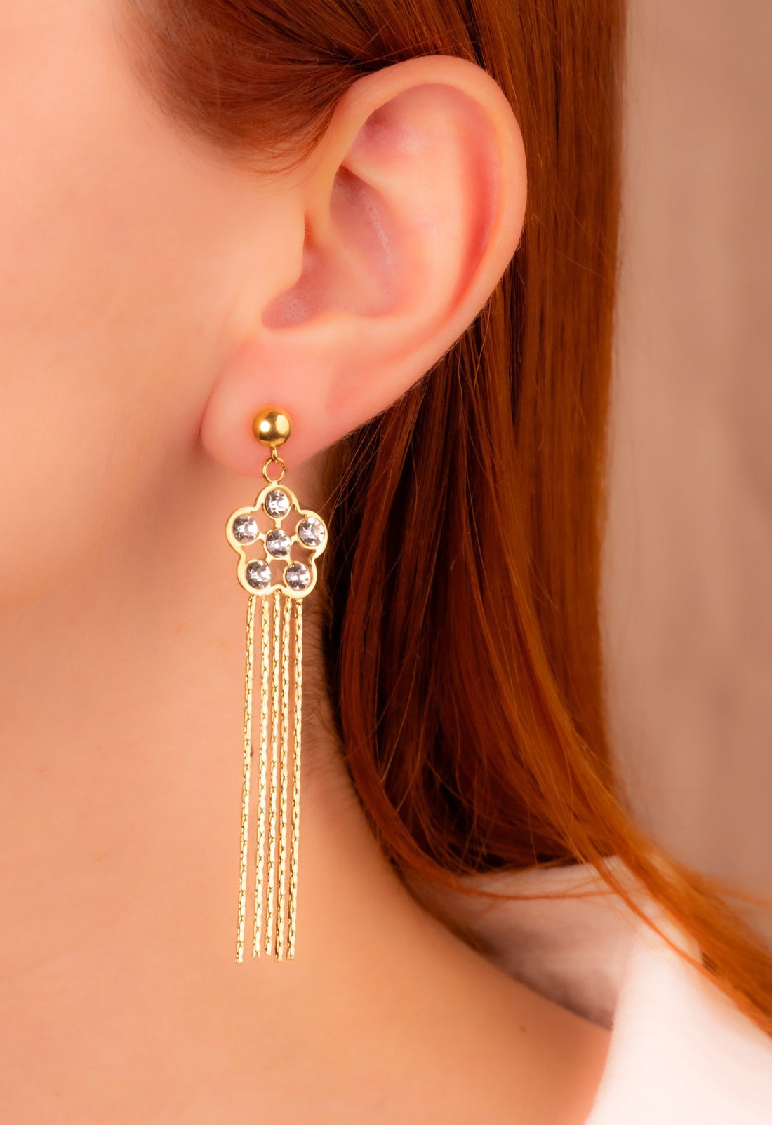 Aretes Flores Circones Lazos Dorados Ref: B607