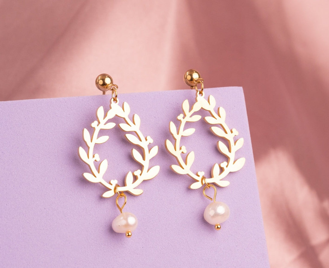 Aretes Romanos Perlas  Dorados Ref: B684