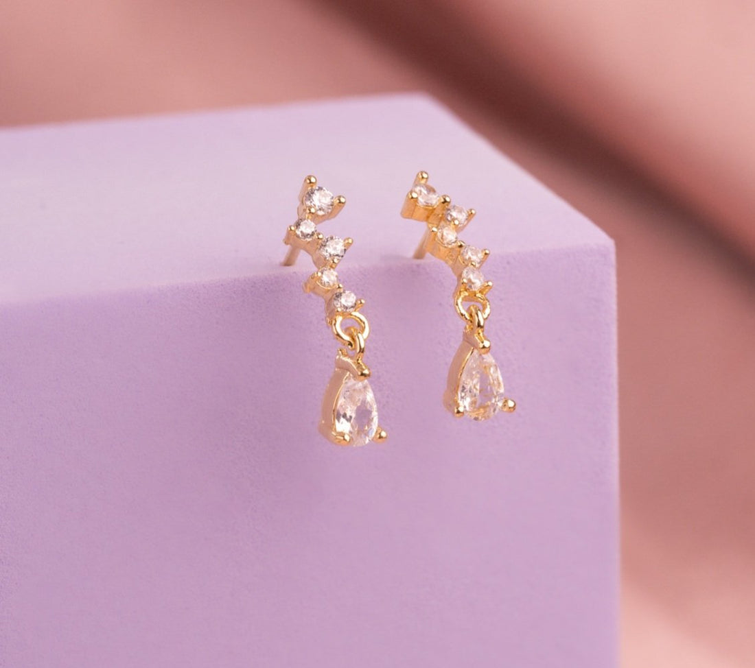 Aretes Cristal Dorados Ref: B342