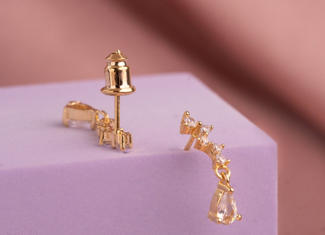 Aretes Cristal Dorados Ref: B342