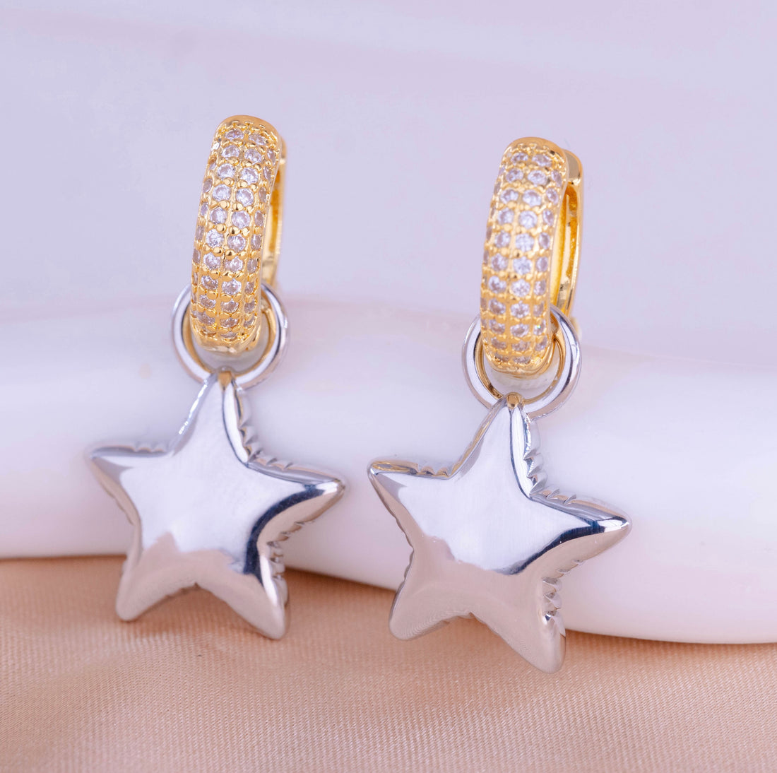 Aretes Estrellas Bicolor Ref: B1684
