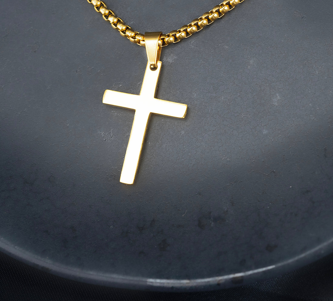 Cadena Cruz Dorada Hombre Ref: F048