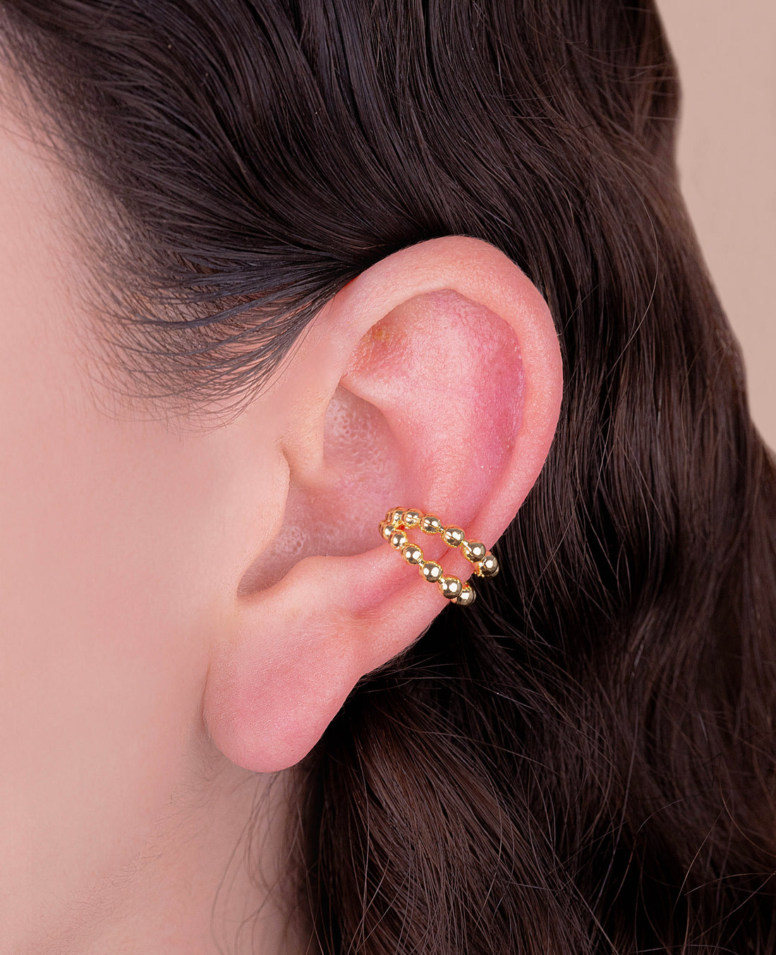 Ear Cuff Doble Esferas Dorado Ref: E139
