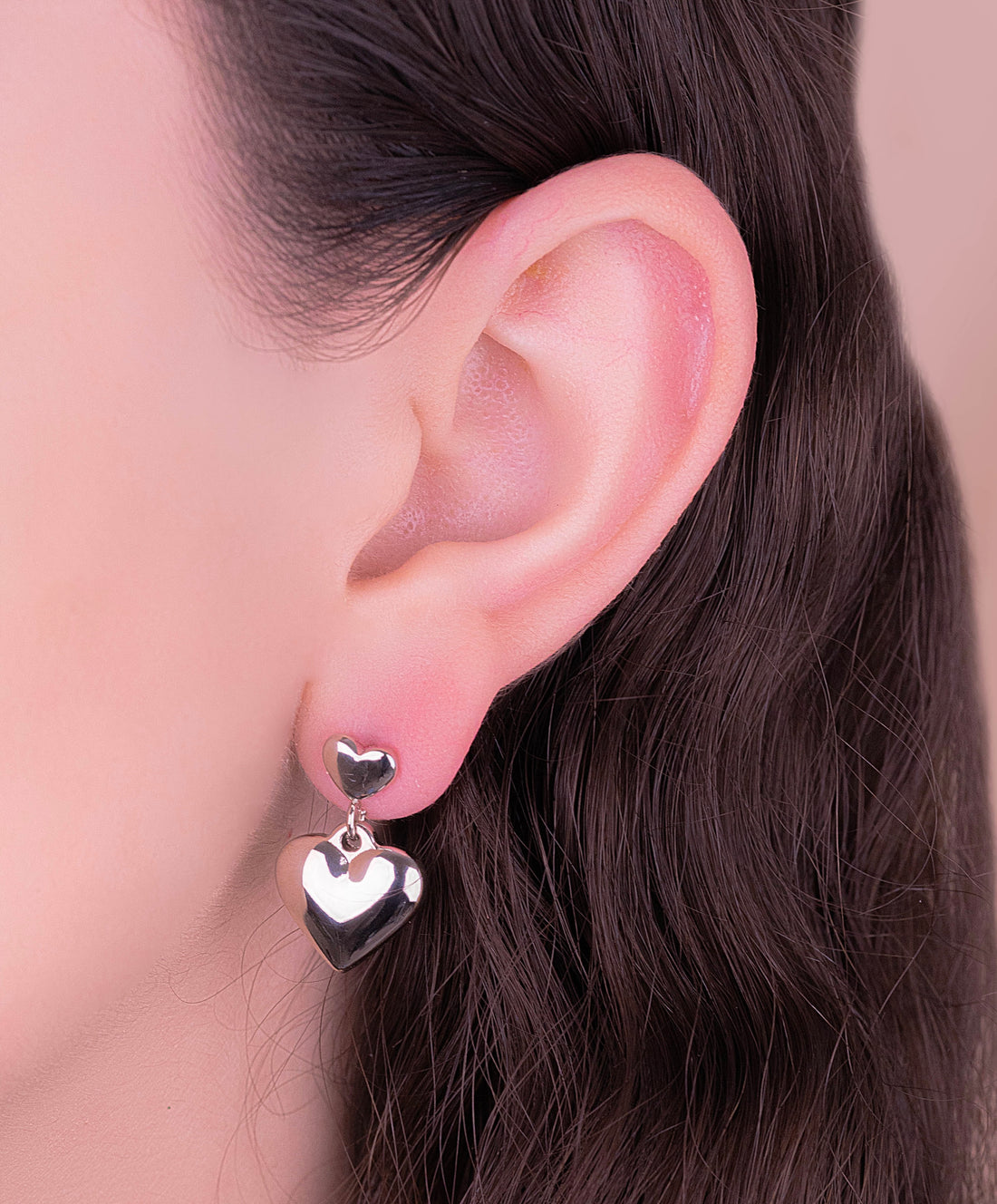 Aretes Corazones Plateados Ref: B726