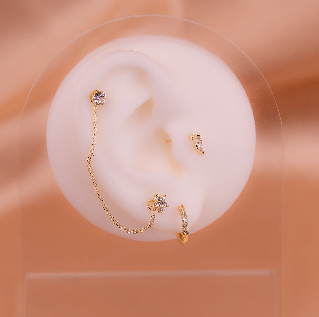 Set Aretes Elisa Dorados Ref: K189