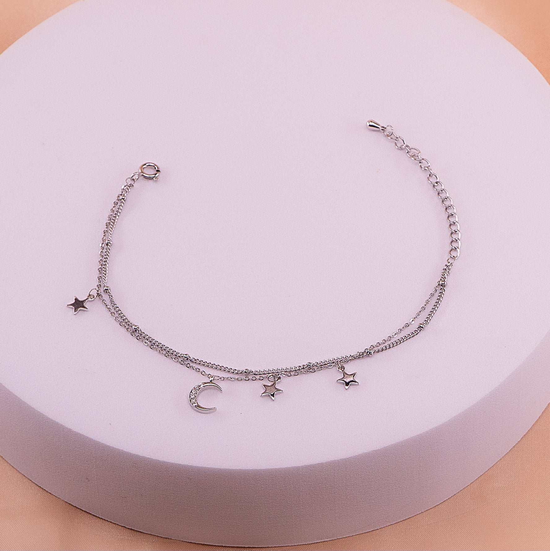 Pulsera Luna Estrellas Plateada Ref:I1268