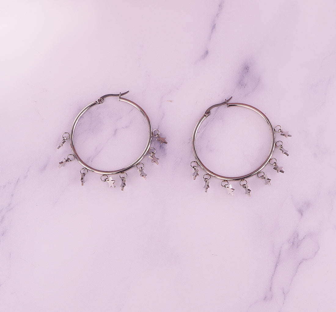 Candongas Estrellitas Plateadas Ref:B304