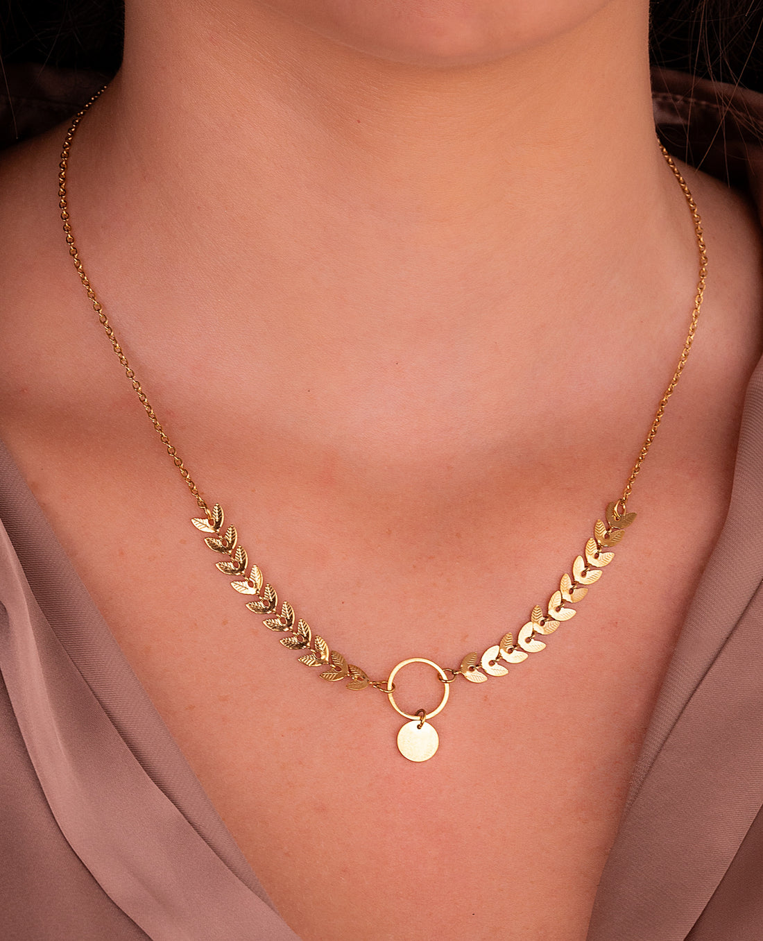 Cadena Espigas Círculo Dorada Ref: C265