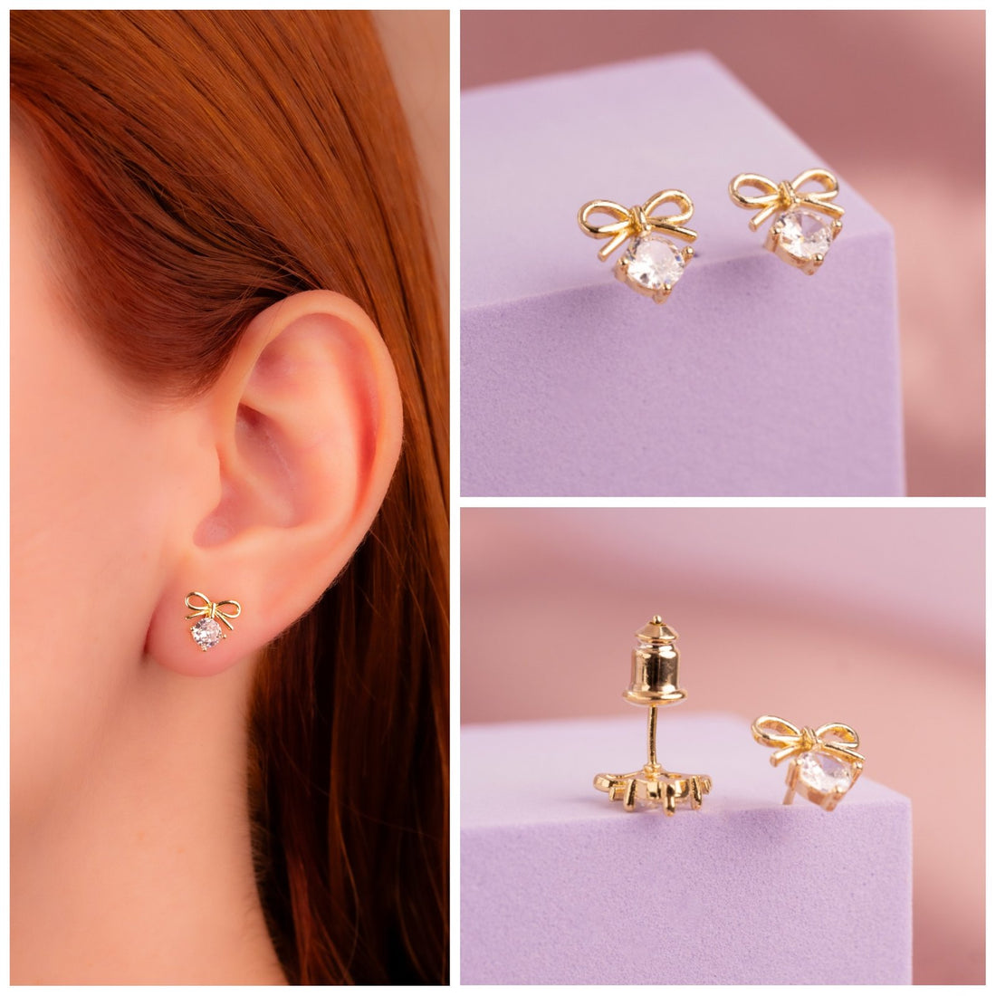 Topitos Moños Circones Dorados Ref: L576