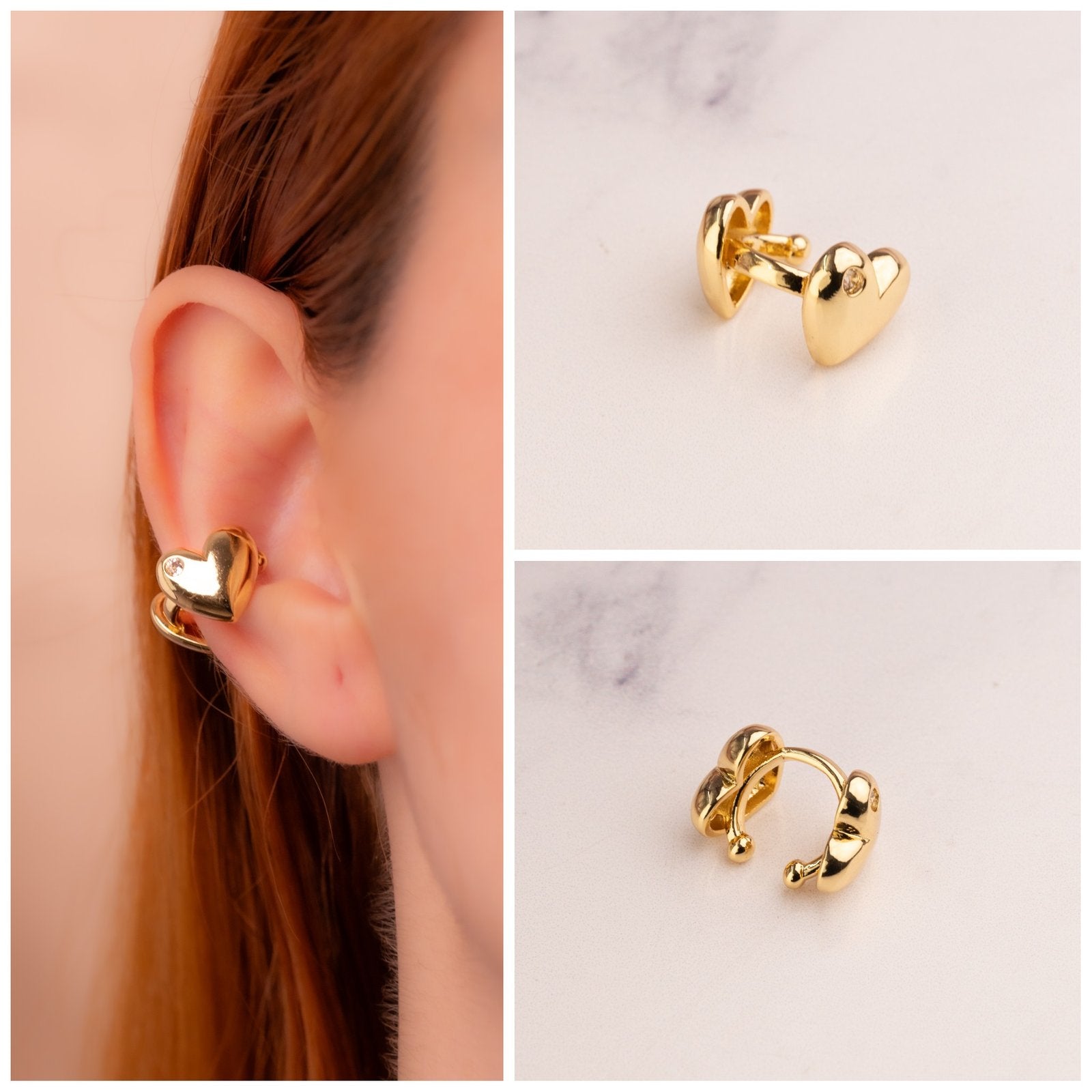 Ear Cuff Corazón Dorado Ref: E069