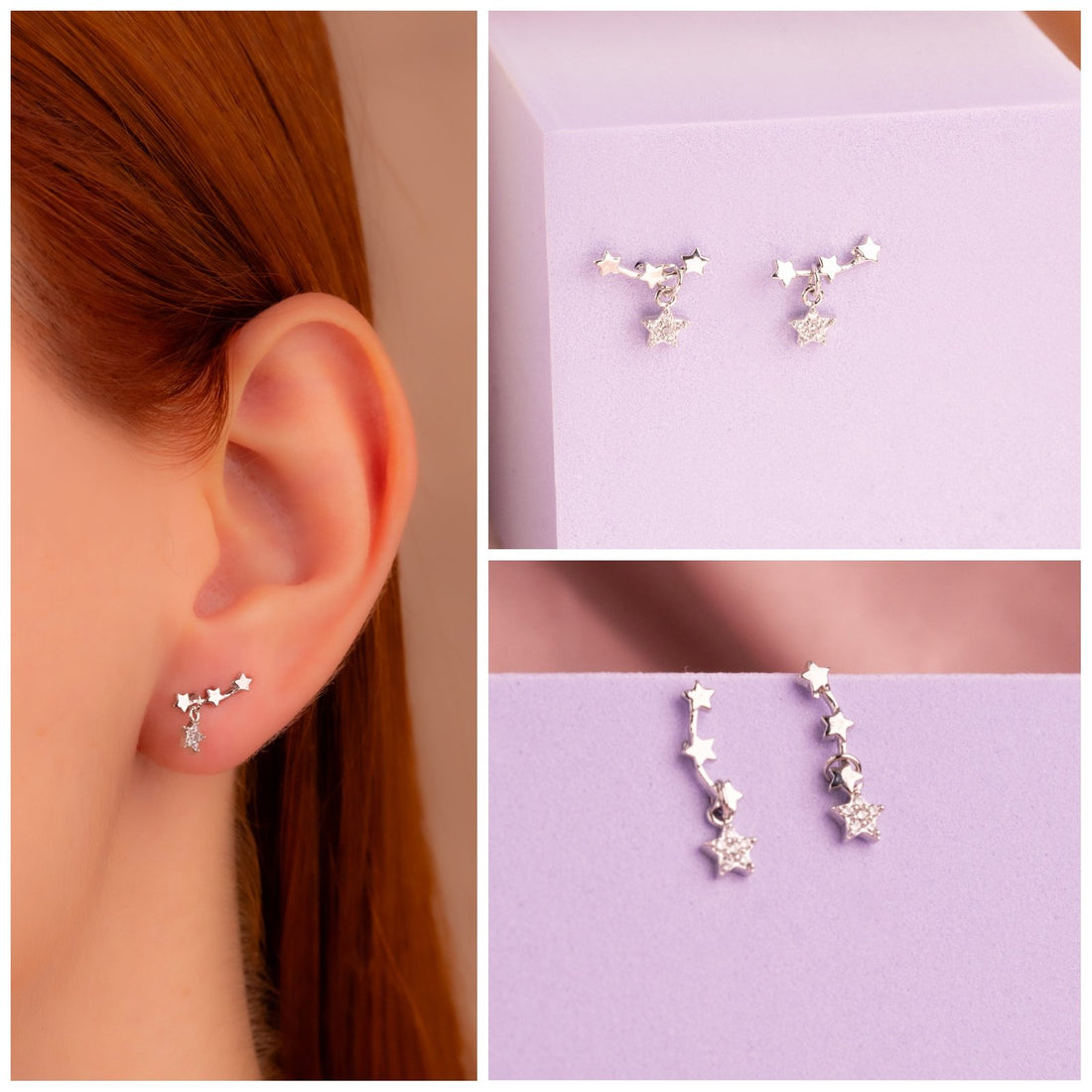 Topitos Tres Estrellas Plateados Ref: L354