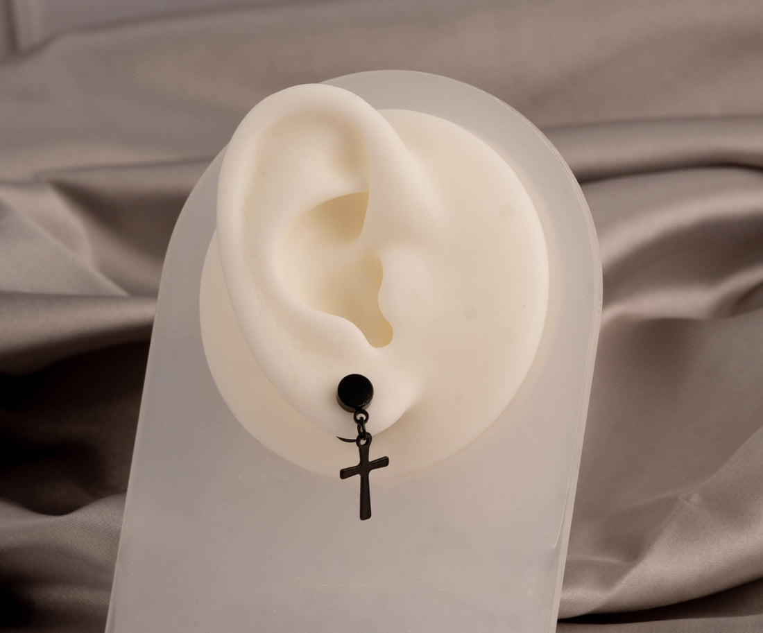 Arete A Presión Hombre Cruz Negra Ref: F407